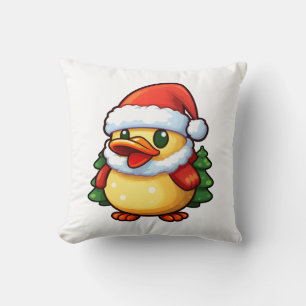 Niedliche Weihnachtsente in Weihnachtsmannmütze Kissen