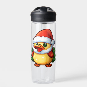 Niedliche Weihnachtsente in Weihnachtsmannmütze Trinkflasche