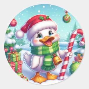 Niedliche Weihnachtsente Runder Aufkleber