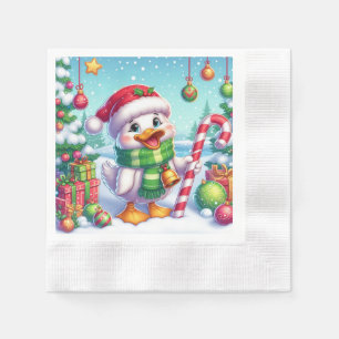 Niedliche Weihnachtsente Serviette