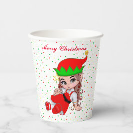 Niedliche Weihnachtsfairy Elf & Confetti Paper Cup Pappbecher