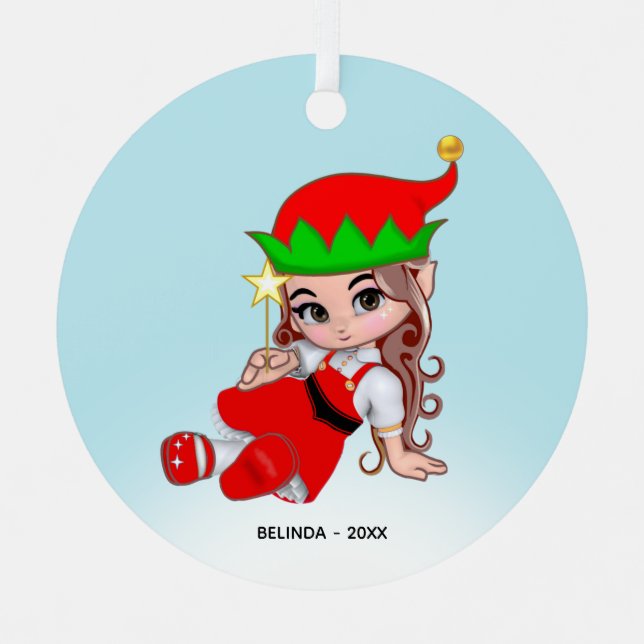 Niedliche Weihnachtsfairy Elf Ornament Aus Metall (Vorderseite)
