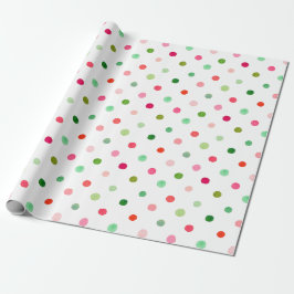 Niedliche Weihnachtsfarben Grün- und Rote Polka-Pu Geschenkpapier