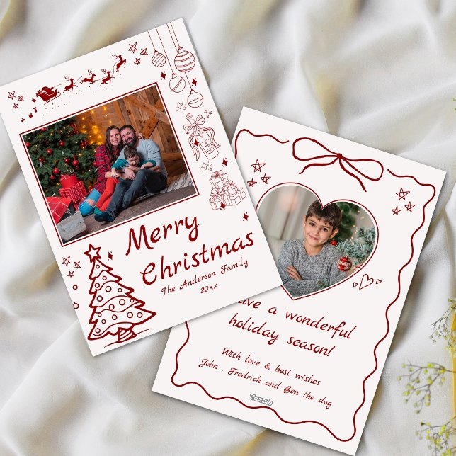 Niedliche Weihnachtsfeier 2 Foto Rot Feiertagskarte (Von Creator hochgeladen)