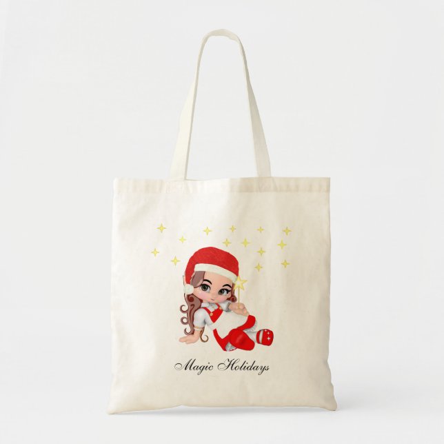 Niedliche Weihnachtsfeier Angel & Stars Tragetasche (Vorne)
