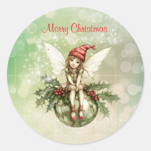 Niedliche Weihnachtsfeier auf einem Ornament Runder Aufkleber