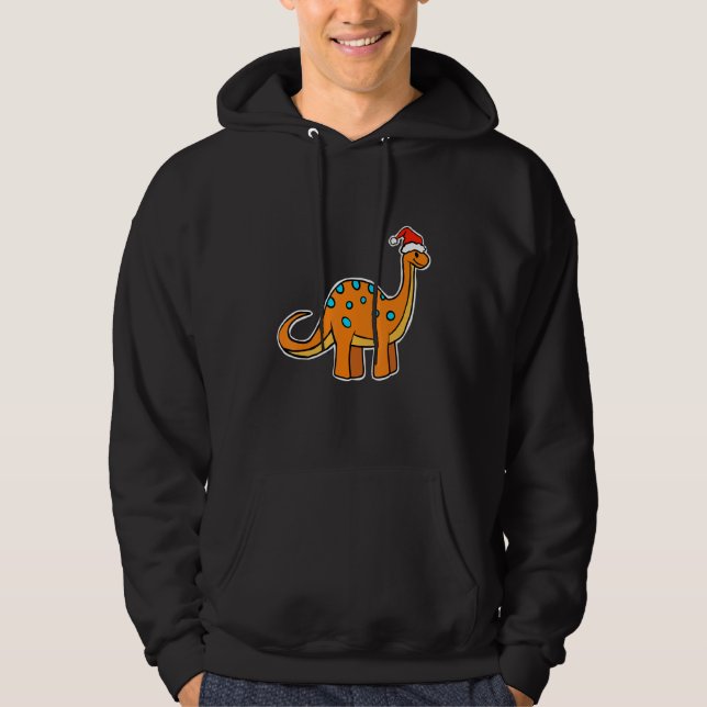 Niedliche Weihnachtsfeier Brachiosaurus Dinosaurie Hoodie (Vorderseite)