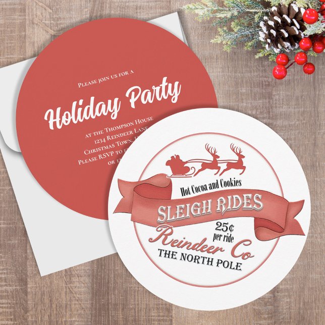 Niedliche Weihnachtsfeier Einladung (Christmas holiday party circle invitations.)