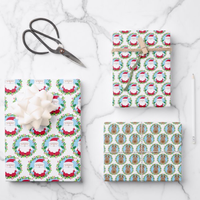 Niedliche Weihnachtsfeier Geschenkpapier Set (Vorderseite)