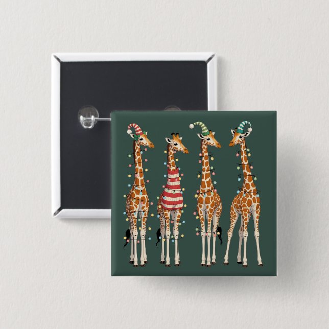 Niedliche Weihnachtsfeier Giraffe Funny Holiday An Button (Vorne & Hinten)