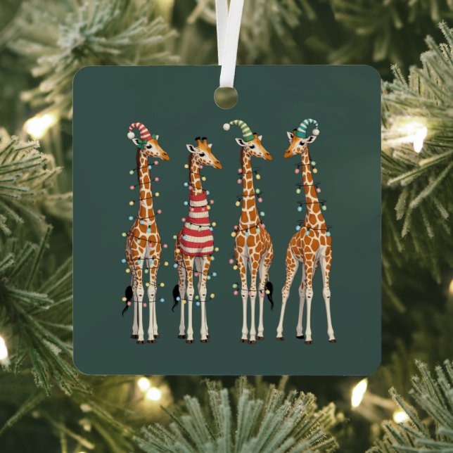 Niedliche Weihnachtsfeier Giraffe Funny Holiday An Ornament Aus Metall (InSitu)