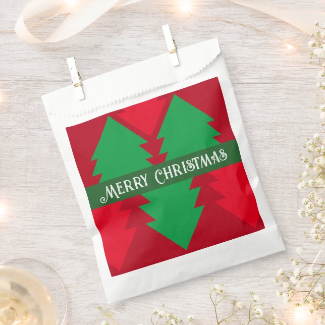 Niedliche Weihnachtsfeier in Rot und Grün Geschenktütchen (Ausgeschnitten)