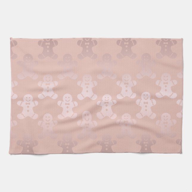 Niedliche Weihnachtsfeier Rose Gold Gingerbrei Man Geschirrtuch (Horizontal)