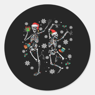 Niedliche Weihnachtsfeier Skeleton Dancing Xmas 20 Runder Aufkleber