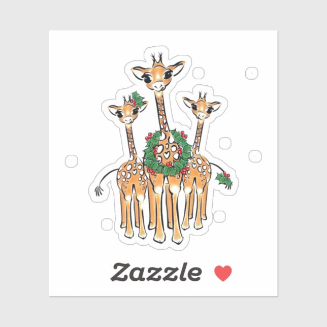 Niedliche Weihnachtsfeierlichkeiten Giraffen Aufkleber (Blatt)