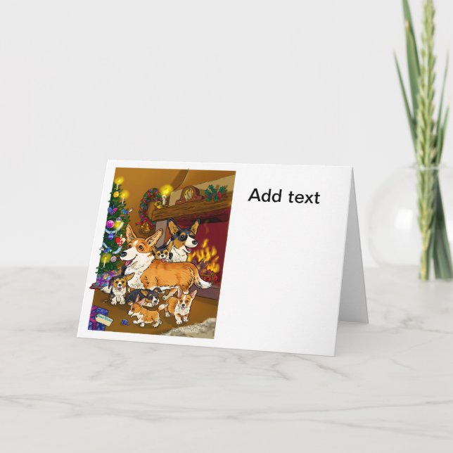 Niedliche Weihnachtsfeiern in Corgi Karte (Vorderseite)