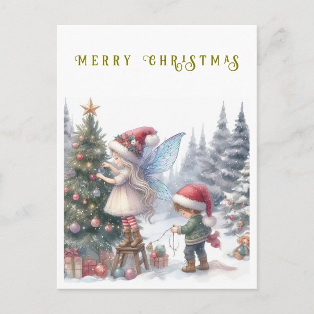 Niedliche Weihnachtsfeiern Weihnachtskarte Feiertagspostkarte (Vorderseite)