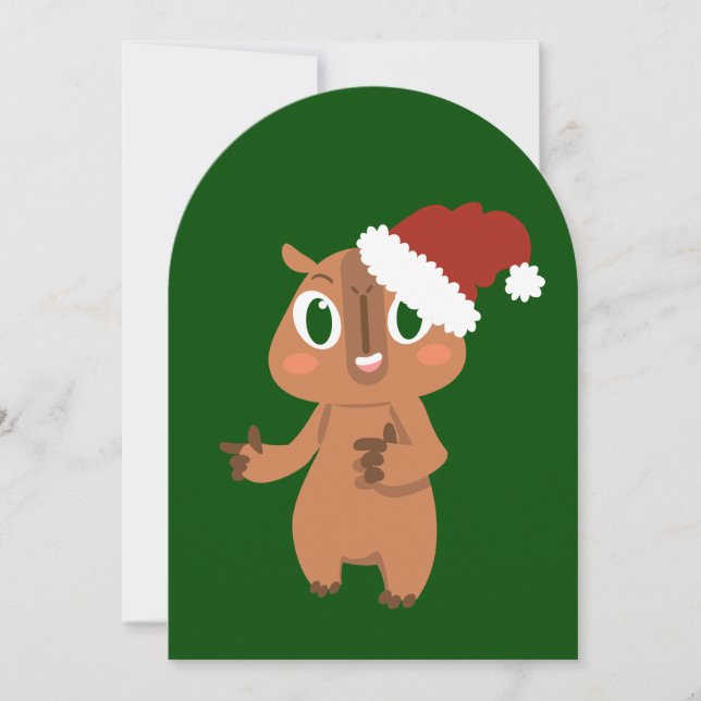 niedliche Weihnachtsfeiertage Capybara Einladung (Vorderseite)