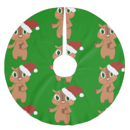 niedliche Weihnachtsfeiertage Capybara Polyester Weihnachtsbaumdecke