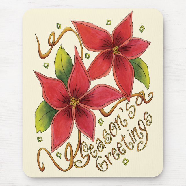 Niedliche Weihnachtsfeiertage mit Poinsettias Mousepad (Vorne)