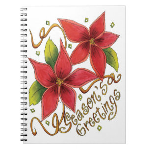 Niedliche Weihnachtsfeiertage mit Poinsettias Notizblock