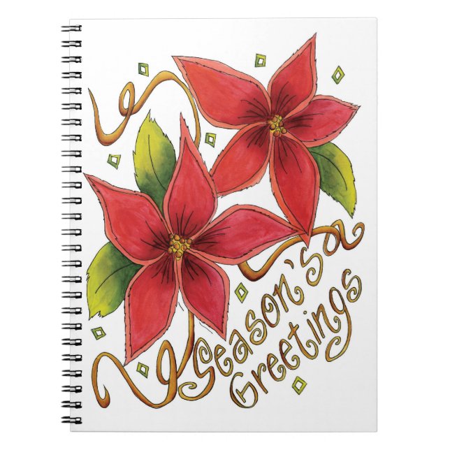 Niedliche Weihnachtsfeiertage mit Poinsettias Notizblock (Vorderseite)