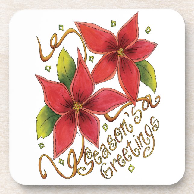 Niedliche Weihnachtsfeiertage mit Poinsettias Untersetzer (Vorderseite)