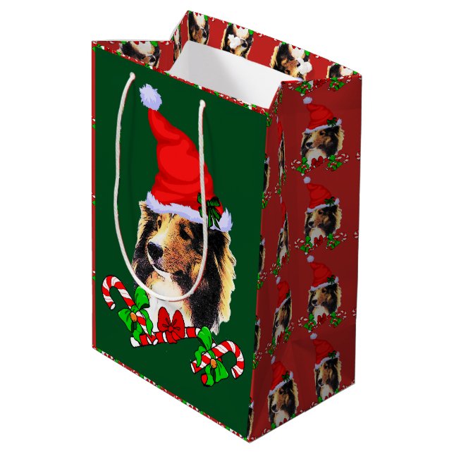 Niedliche Weihnachtsfeiertage Mittlere Geschenktüte (Rückseite Schrägansicht)