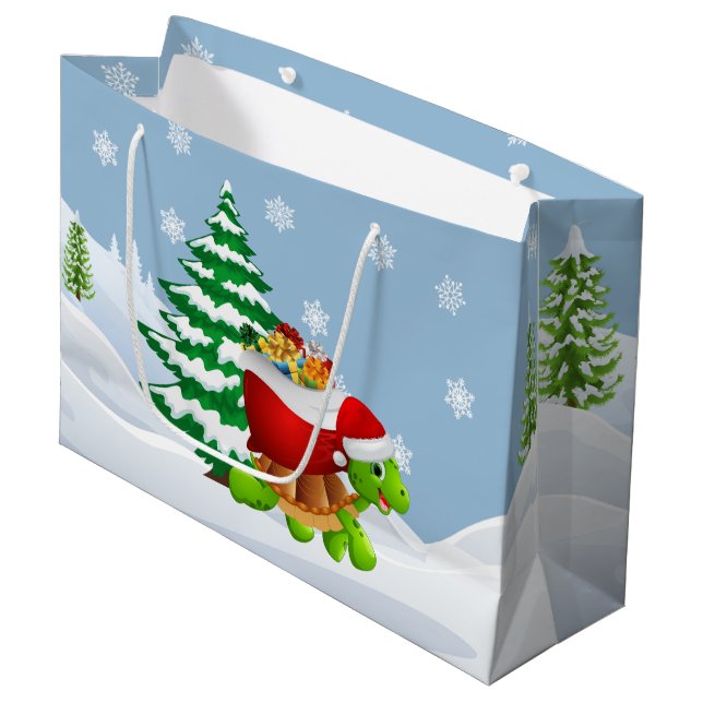 Niedliche Weihnachtsfeiertage Party Tasche Große Geschenktüte (Vorderseite Schrägansicht)