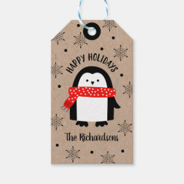 Niedliche Weihnachtsferien Pinguin Happy Holidays Geschenkanhänger