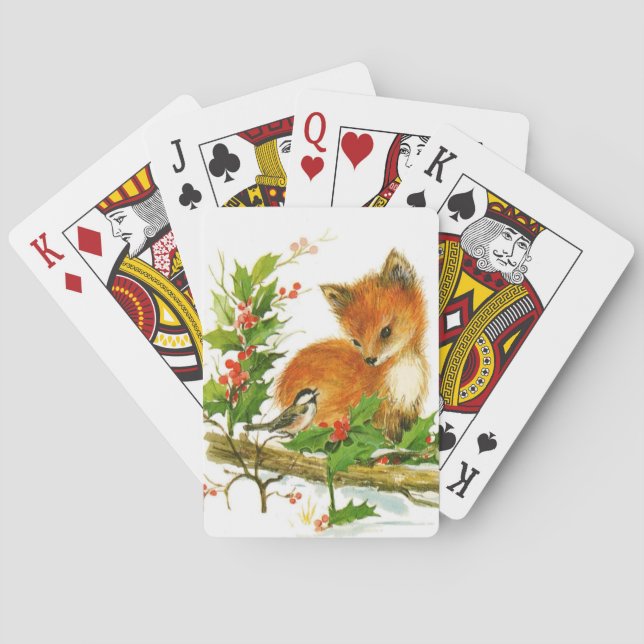 Niedliche Weihnachtsfoxen Spielkarten (Rückseite)