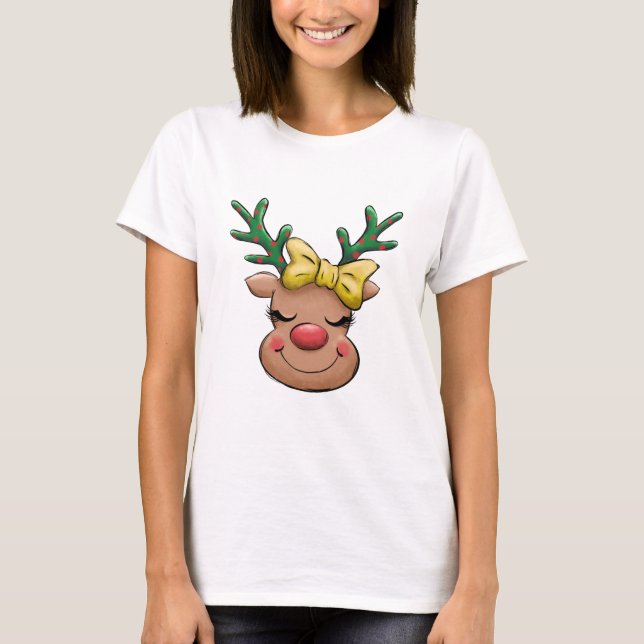 Niedliche Weihnachtsfrau T-Shirt (Vorderseite)