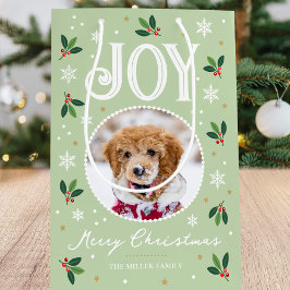 Niedliche Weihnachtsfreude Snowflake Foto Grün Mittlere Geschenktüte