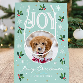 Niedliche Weihnachtsfreude Snowflake Foto Mint Mittlere Geschenktüte