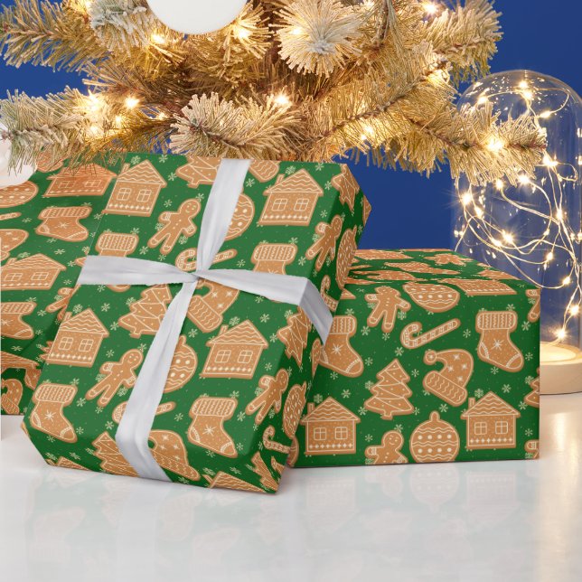 Niedliche Weihnachtsgebäck Kekse Grün Geschenkpapier (Feiertage)