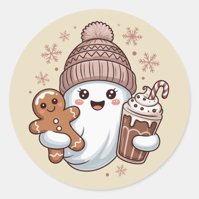 Niedliche Weihnachtsgeister Holiday Spooky Weihnac Runder Aufkleber (Vorderseite)