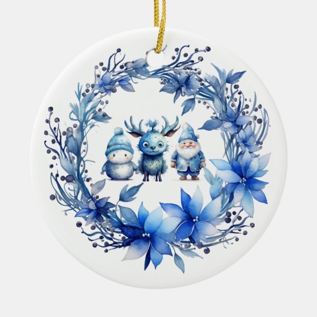 Niedliche Weihnachtsgenossen Keramik Ornament (Vorne)