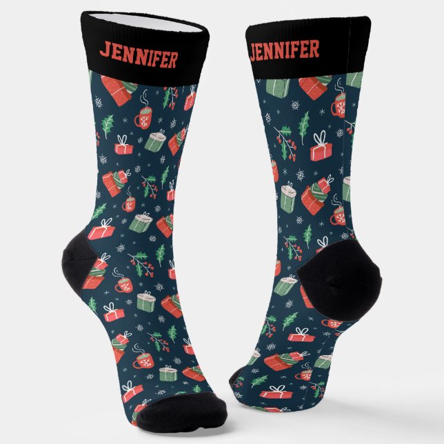 Niedliche Weihnachtsgeschenke Muster Winterurlaub Socken (Gewinkelt)