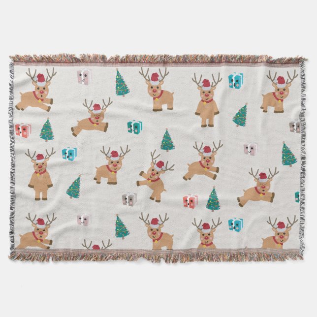 Niedliche Weihnachtsgeschenke und Baummuster Decke (Vorderseite)