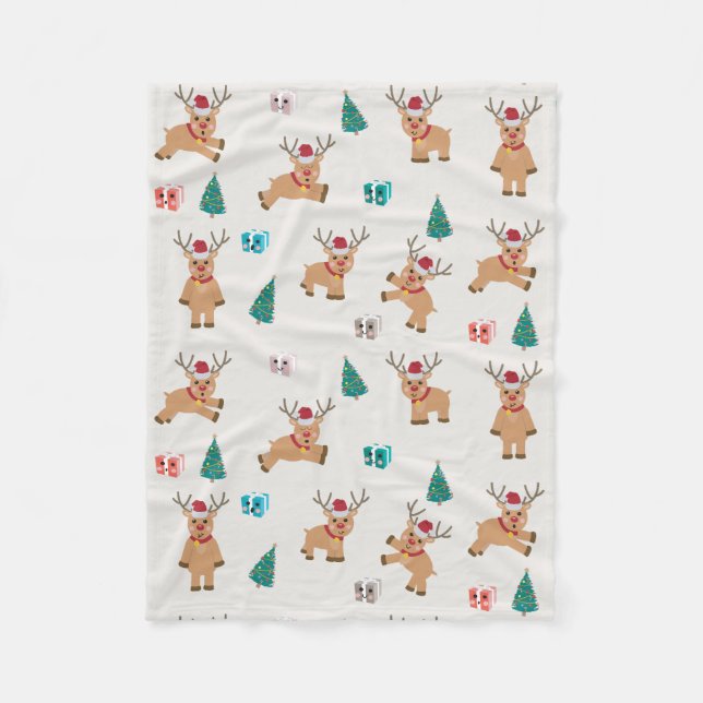 Niedliche Weihnachtsgeschenke und Baummuster Fleecedecke (Vorderseite)