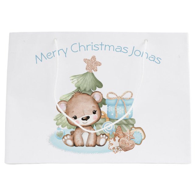 Niedliche Weihnachtsgeschenktasche für Junge Große Geschenktüte (Vorderseite)