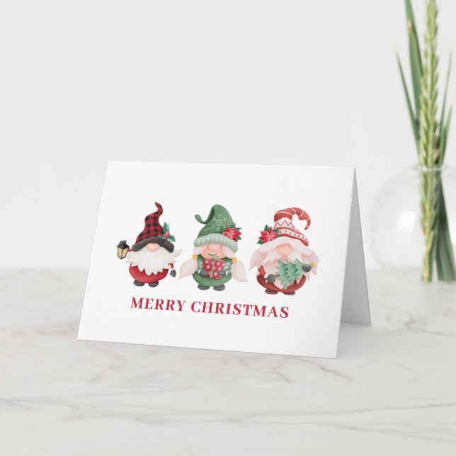 Niedliche Weihnachtsgnomen Feiertagskarte (Vorderseite)