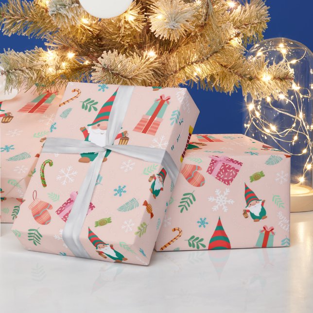 Niedliche Weihnachtsgnomen Geschenkpapier (Feiertage)