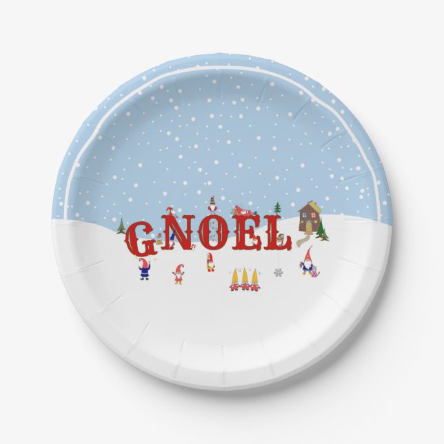 Niedliche Weihnachtsgnomen in Snow WEIHNACHTEN Fei Pappteller (Vorderseite)