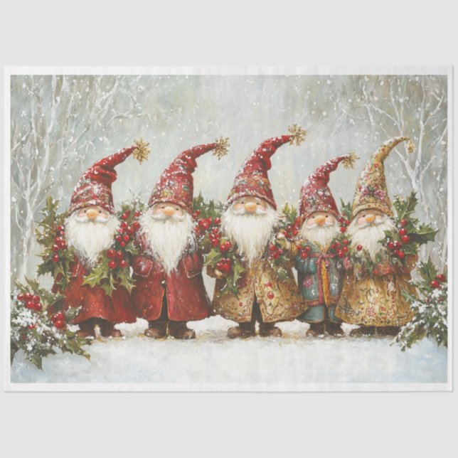 Niedliche Weihnachtsgnomen Seidenpapier (Vorderseite)