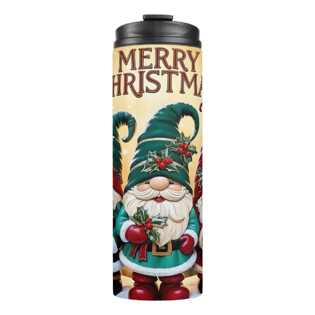 Niedliche Weihnachtsgnomes Frohe Weihnachtsfeier Thermosbecher (Vorderseite)
