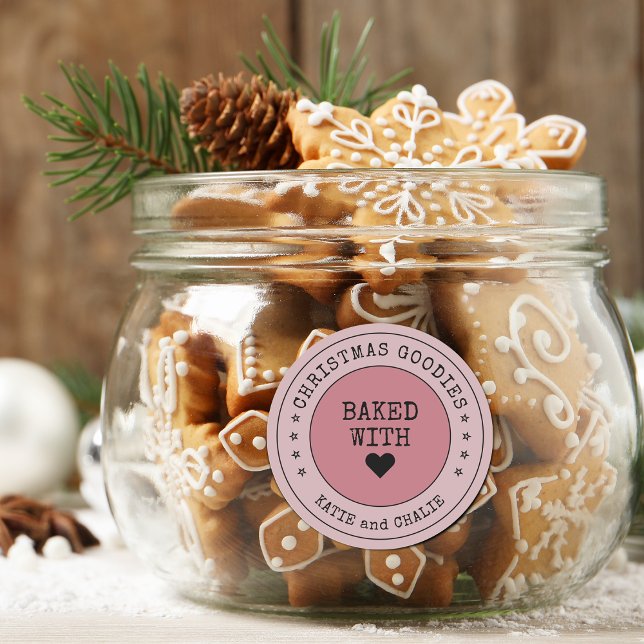 Niedliche Weihnachtsgoodies Herz Personalisiert Runder Aufkleber (Modern Christmas Goodies Heart Personalized Classic Round Sticker)