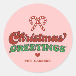 Niedliche Weihnachtsgrüße Retro Runder Aufkleber