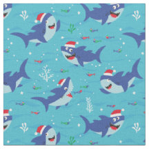 Niedliche Weihnachtshaie auf blauem Hintergrund