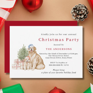 Niedliche Weihnachtshunde Party Einladung